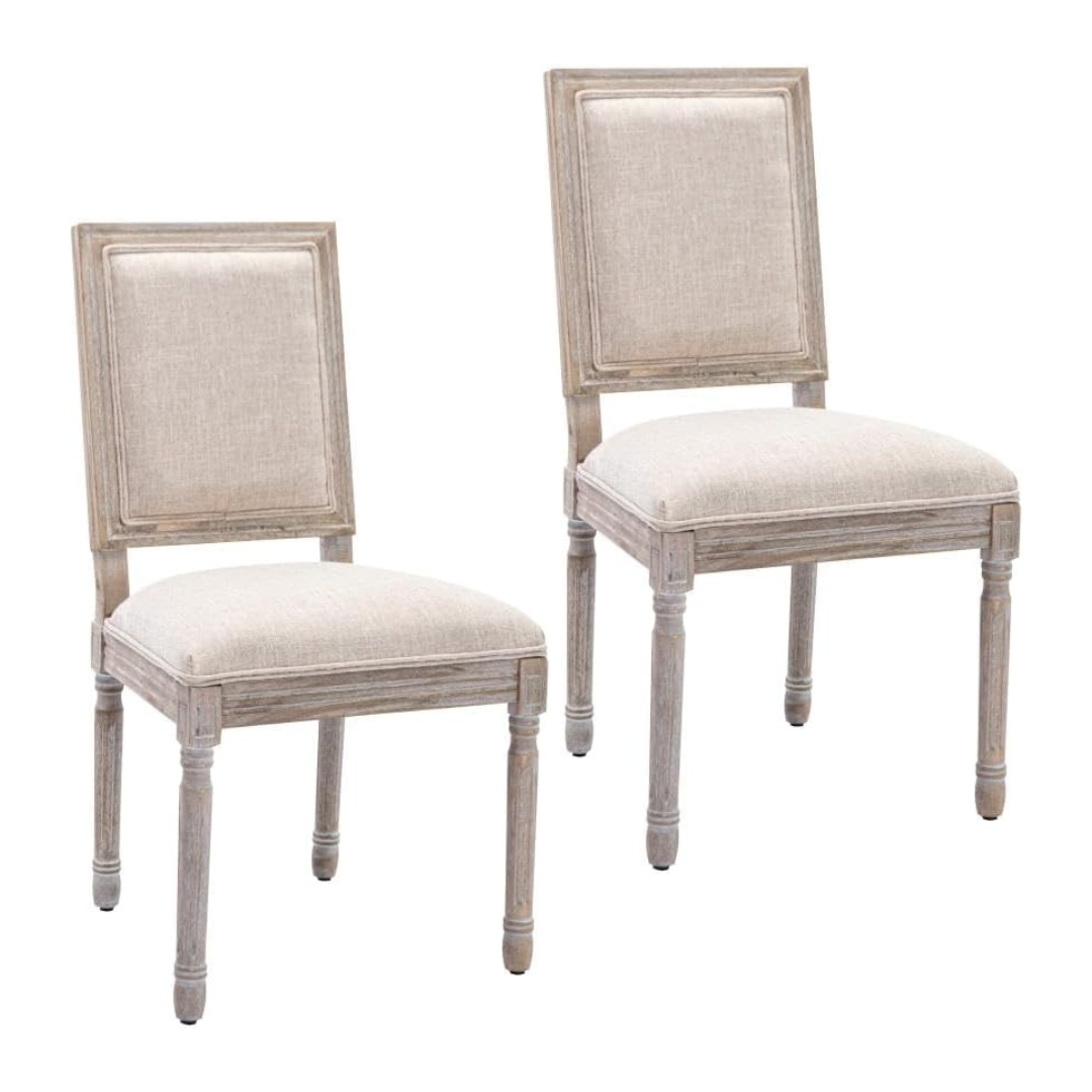 Silla de Tela y Madera Beige