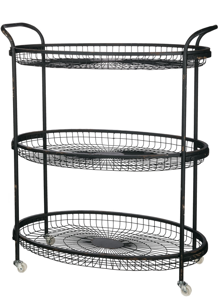 Bar Rodante de 3 Niveles de Metal 36x16.5