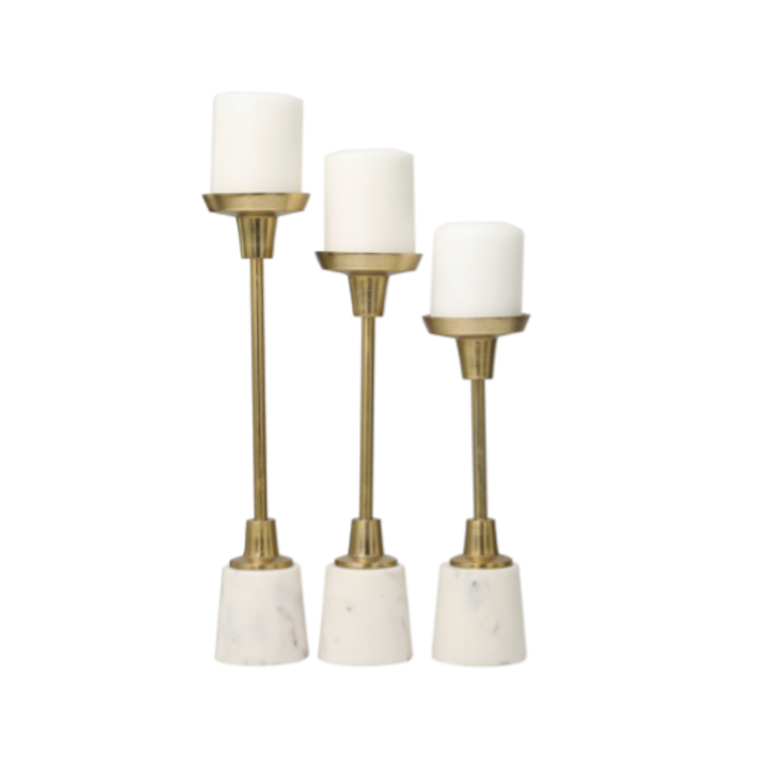 SET DE 3 CANDELABROS BASE DE MARMOL