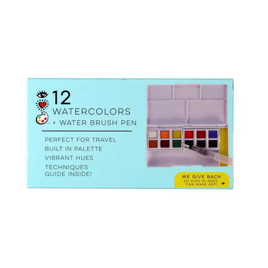 12 WATERCOLORS  + WATER BRUSH PEN