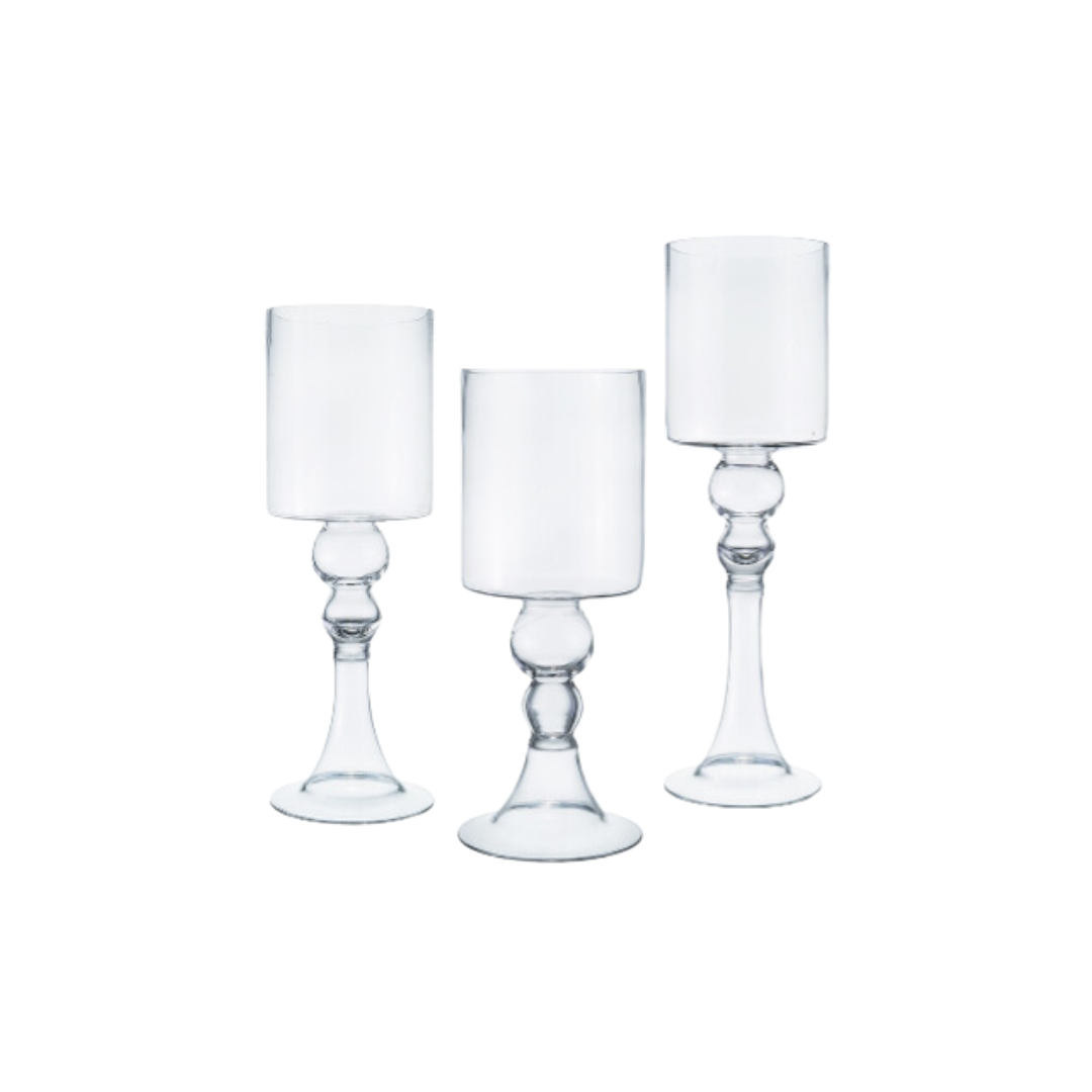 SET DE 3 CANDELABROS DE VIDRIO