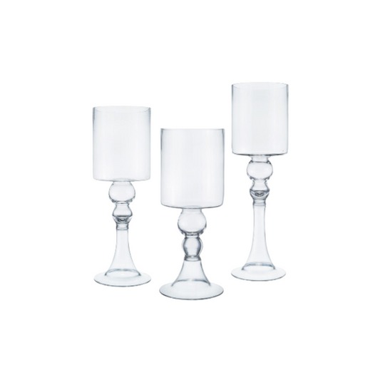 SET DE 3 CANDELABROS DE VIDRIO