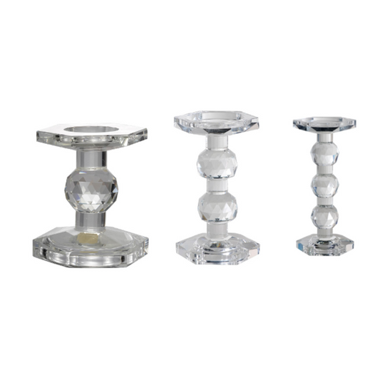 SET DE 3 CANDELABROS DE VIDRIO TORNASOL