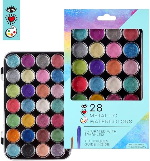 28 metallic watercolors