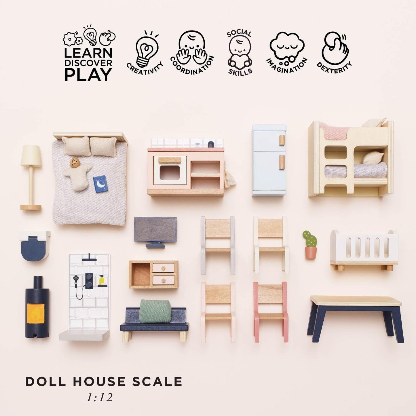 Doll house complete furniture set