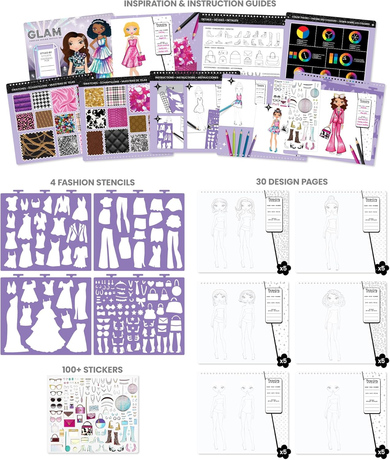 Glam Fashion Design Sketch Set