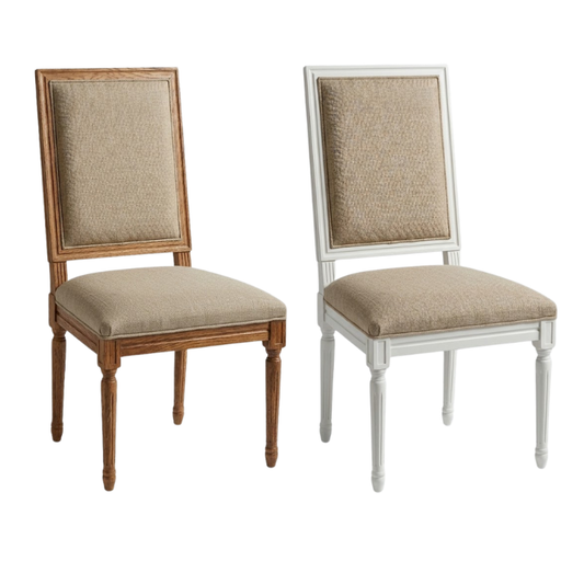 Silla de Tela y Madera Beige
