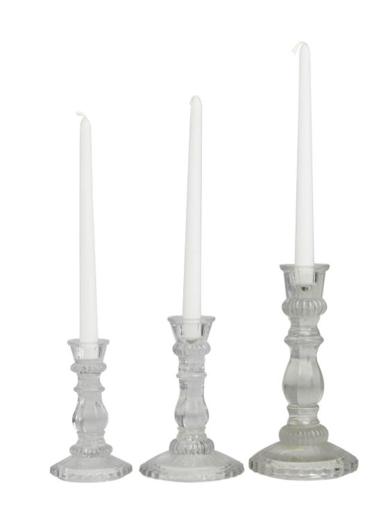 Set de 3 candelabros de vidrio