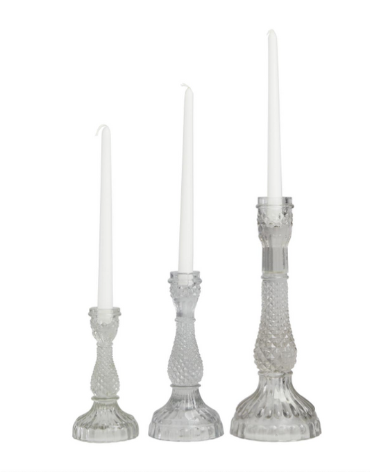 Set de 3 Candelabros de Vidrio