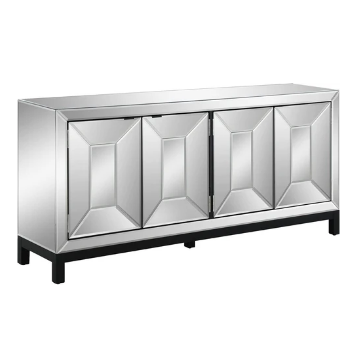 Bufetero con Espejos Plateado 4 PUERTAS