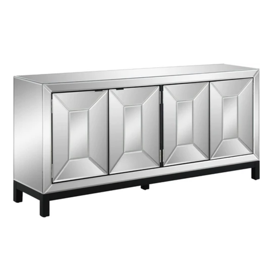 Bufetero con Espejos Plateado 4 PUERTAS