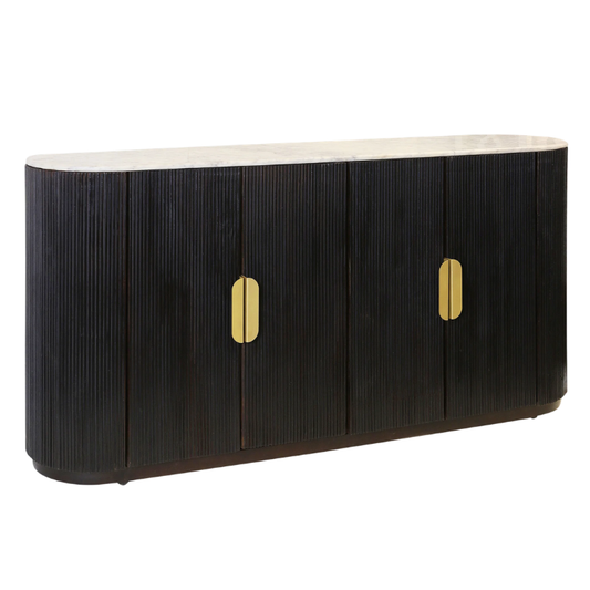 Bufetero Negro 4 Puertas Mango