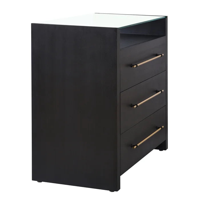 Gavinete Negro 3 Cajones ' Top de Vidrio