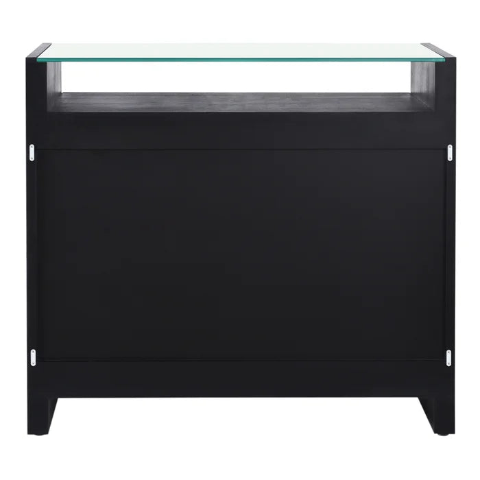 Gavinete Negro 3 Cajones ' Top de Vidrio